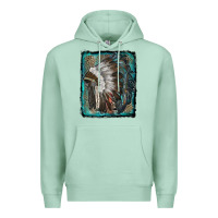 Seafoam indian feather headdress with leopard background Premium Hoodie - RanaPortraitStore