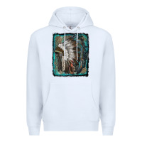 White indian feather headdress with leopard background Premium Hoodie - RanaPortraitStore