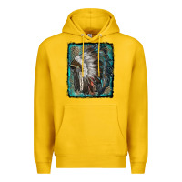 Lemon indian feather headdress with leopard background Premium Hoodie - RanaPortraitStore