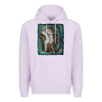 Lilac indian feather headdress with leopard background Premium Hoodie - RanaPortraitStore