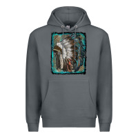 Rock indian feather headdress with leopard background Premium Hoodie - RanaPortraitStore