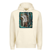 Sandshell indian feather headdress with leopard background Premium Hoodie - RanaPortraitStore