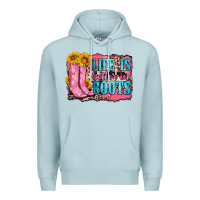 Blue Mist life is better in boots Premium Hoodie - Zillion Design Studio