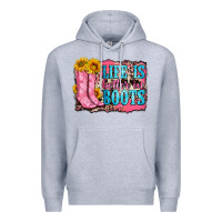 Heather Grey life is better in boots Premium Hoodie - Zillion Design Studio