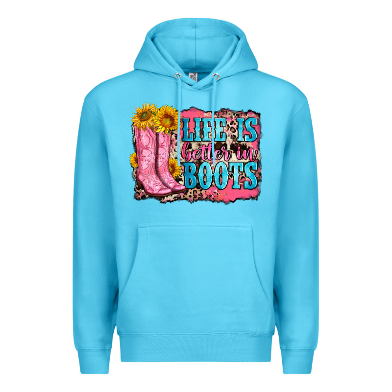 Life Is Better In Boots Premium Hoodie by Zillion Design Studio | Teevron