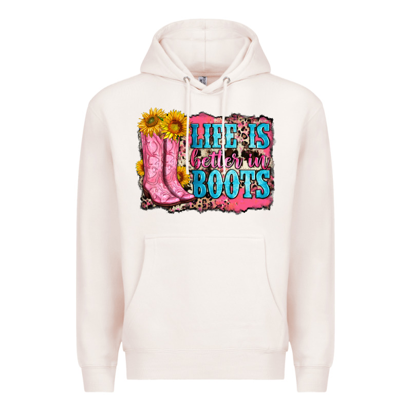 Life Is Better In Boots Premium Hoodie by Zillion Design Studio | Teevron