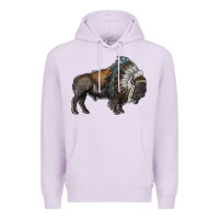 Lilac bison with indian headdress Premium Hoodie - RanaPortraitStore