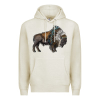 Bison With Indian Headdress Premium Hoodie | Teevron