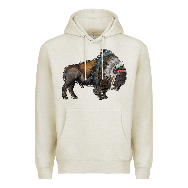 Bison With Indian Headdress Premium Hoodie by RanaPortraitStore | Teevron