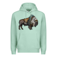 Seafoam bison with indian headdress Premium Hoodie - RanaPortraitStore