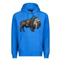 True Royal bison with indian headdress Premium Hoodie - RanaPortraitStore
