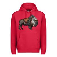 Cardinal bison with indian headdress Premium Hoodie - RanaPortraitStore