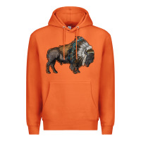 Carrot bison with indian headdress Premium Hoodie - RanaPortraitStore