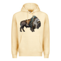 Pina Colada bison with indian headdress Premium Hoodie - RanaPortraitStore