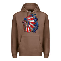 Chestnut american flag indian headdress Premium Hoodie - RanaPortraitStore