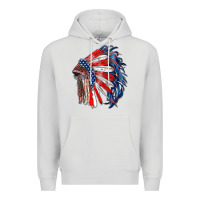 Dove Grey american flag indian headdress Premium Hoodie - RanaPortraitStore