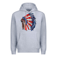 Heather Grey american flag indian headdress Premium Hoodie - RanaPortraitStore