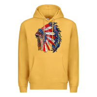 Mustard american flag indian headdress Premium Hoodie - RanaPortraitStore
