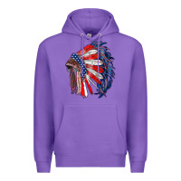 Purple american flag indian headdress Premium Hoodie - RanaPortraitStore