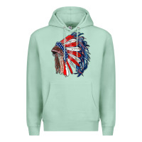 Seafoam american flag indian headdress Premium Hoodie - RanaPortraitStore