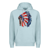 Blue Mist american flag indian headdress Premium Hoodie - RanaPortraitStore
