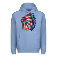 Colony Blue american flag indian headdress Premium Hoodie - RanaPortraitStore