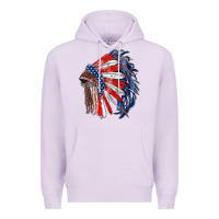 Lilac american flag indian headdress Premium Hoodie - RanaPortraitStore