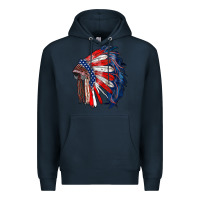 Navy american flag indian headdress Premium Hoodie - RanaPortraitStore