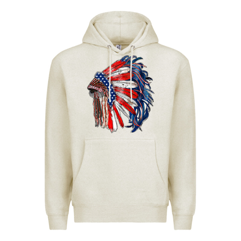 American Flag Indian Headdress Premium Hoodie by RanaPortraitStore | Teevron