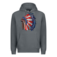 Rock american flag indian headdress Premium Hoodie - RanaPortraitStore