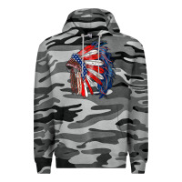 Slate Camo american flag indian headdress Premium Hoodie - RanaPortraitStore