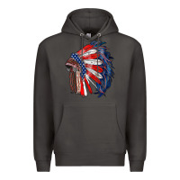 Smoke american flag indian headdress Premium Hoodie - RanaPortraitStore
