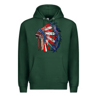 Sports Green american flag indian headdress Premium Hoodie - RanaPortraitStore