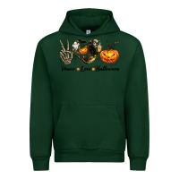 Forest Green Peace Love Halloween Urban Hoodie - texasbilliewilder