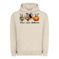 Pigment French Oak Peace Love Halloween Urban Hoodie - texasbilliewilder