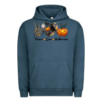 Pigment Midnight Navy Peace Love Halloween Urban Hoodie - texasbilliewilder