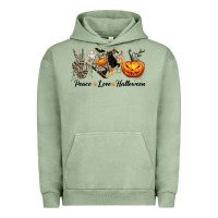Pigment Oil Green Peace Love Halloween Urban Hoodie - texasbilliewilder