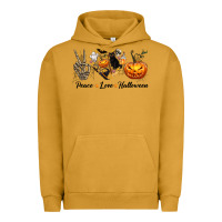 Pigment Peanut Butter Peace Love Halloween Urban Hoodie - texasbilliewilder