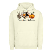 Pigment Pistachio Peace Love Halloween Urban Hoodie - texasbilliewilder