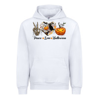White Peace Love Halloween Urban Hoodie - texasbilliewilder