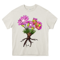 Cream Bitterroot Flower Heavy Core Tee - LillyAllenDesigns