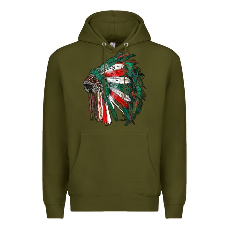 Mexican Flag Indian Headdress Premium Hoodie by RanaPortraitStore | Teevron