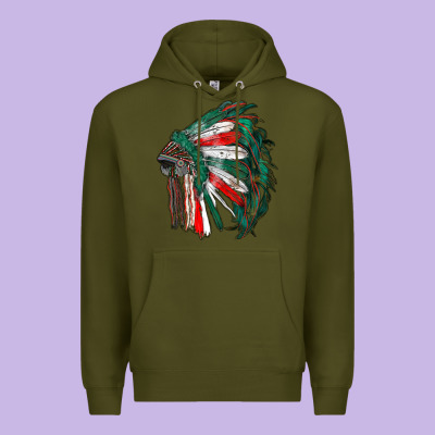 Mexican Flag Indian Headdress Premium Hoodie Designed By Ranaportraitstore