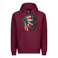 Burgundy mexican flag indian headdress Premium Hoodie - RanaPortraitStore