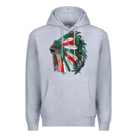 Heather Grey mexican flag indian headdress Premium Hoodie - RanaPortraitStore