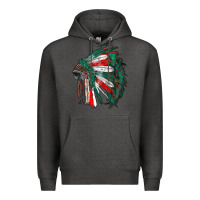Charcoal Heather mexican flag indian headdress Premium Hoodie - RanaPortraitStore