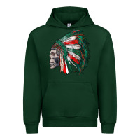 Forest Green mexican indian headdress with skull Urban Hoodie - RanaPortraitStore