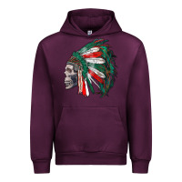 Mauve Wine mexican indian headdress with skull Urban Hoodie - RanaPortraitStore