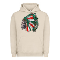 Pigment French Oak mexican indian headdress with skull Urban Hoodie - RanaPortraitStore