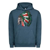 Pigment Midnight Navy mexican indian headdress with skull Urban Hoodie - RanaPortraitStore